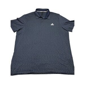 Adidas Ultimate365 Stripe Polo Shirt Mens 2XL Navy Blue White Short Sleeve